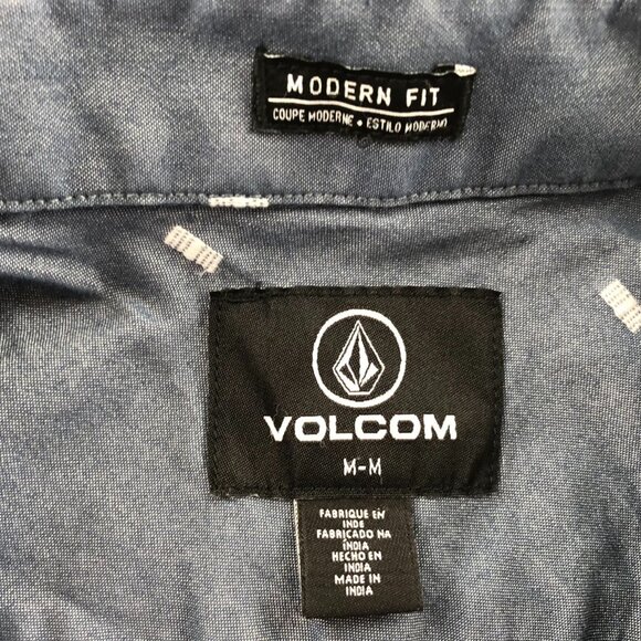 Volcom Mens Shirt Medium Modern Fit Short-Sleeve Button-Up Casual Classic Gray - Picture 3 of 11